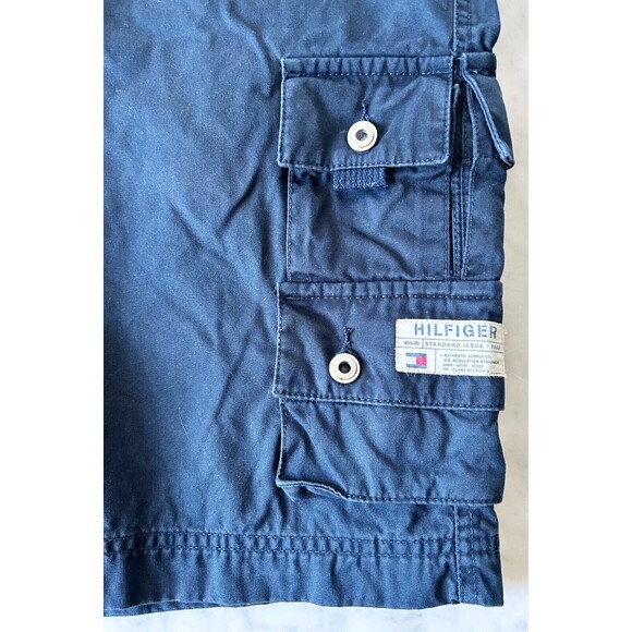 Tommy Hilfiger Cargo Shorts Navy Blue Military Fatigue Pant 100% Cotton-Mens 33 - Picture 3 of 5